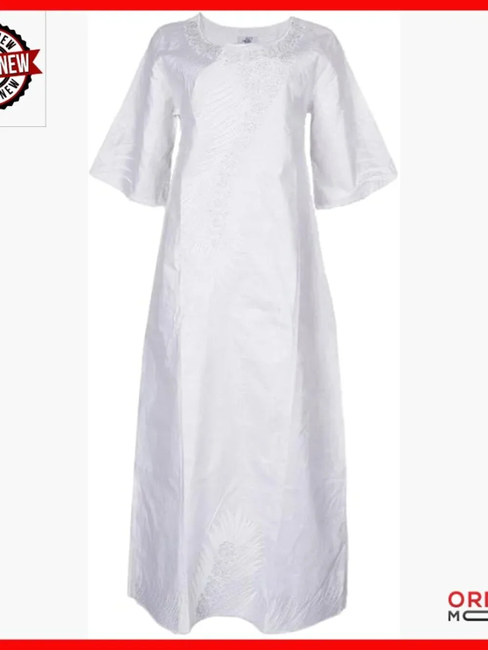 Traditional Embroidery Maxi Dress with Headwrap, Formal Cotton Lace